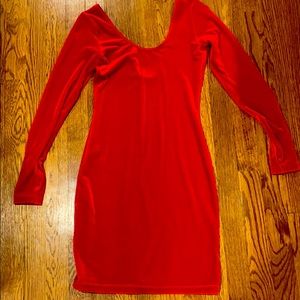 Red velvet form fitting dress